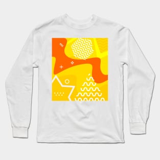 80's pop art yellow red and orange memphis pattern Long Sleeve T-Shirt